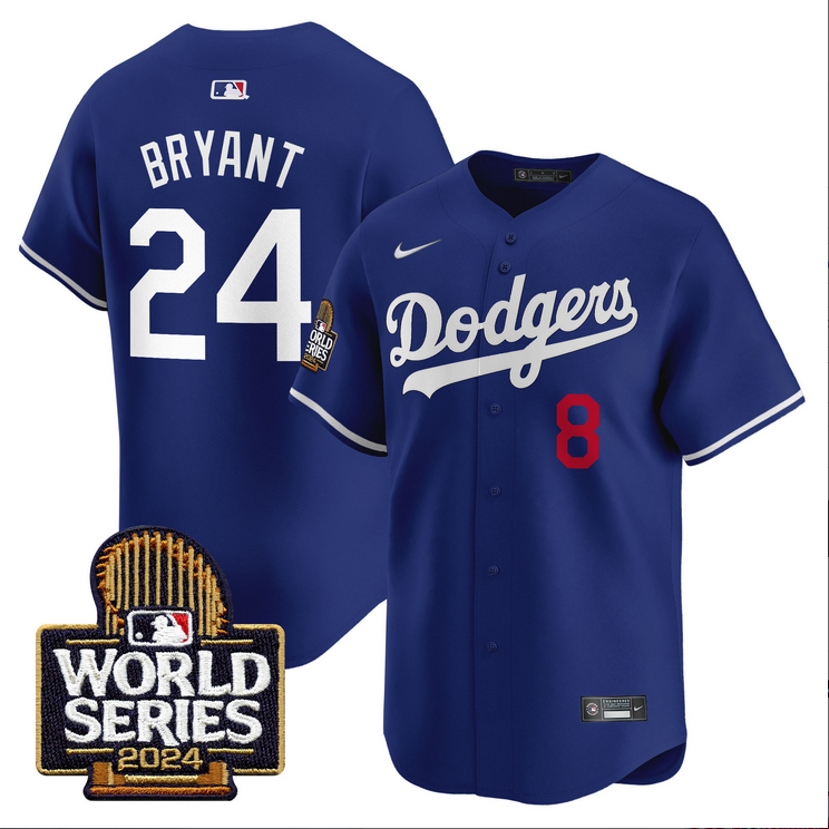 Men MLB Los Angeles Dodgers #24 Bryant blue 2024 World Series Champions Patch Limited Jersey20241105 style 1